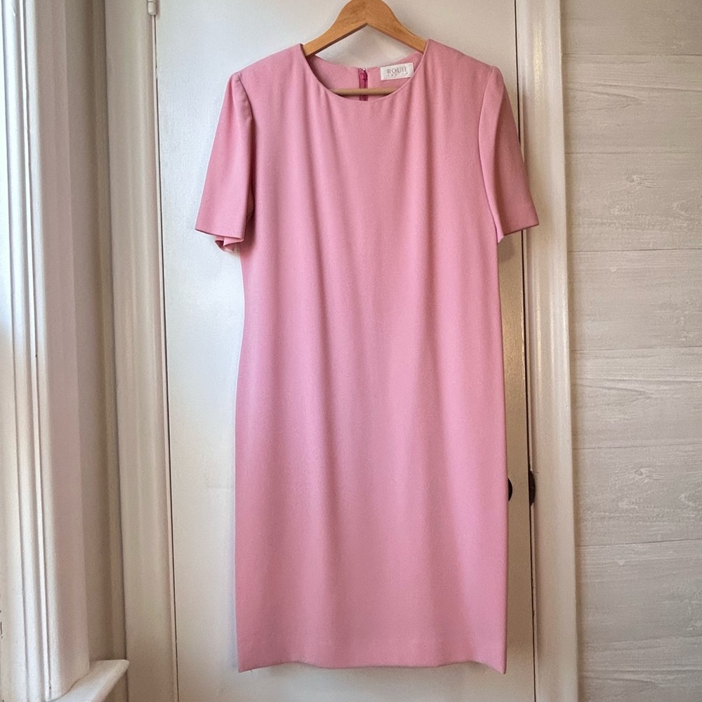 Vintage ROUIE Crepe Short Sleeve Dress Pink